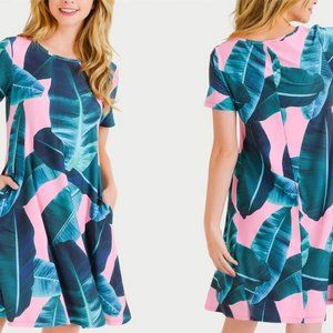Yelete Printed Flare Dress With Pockets
